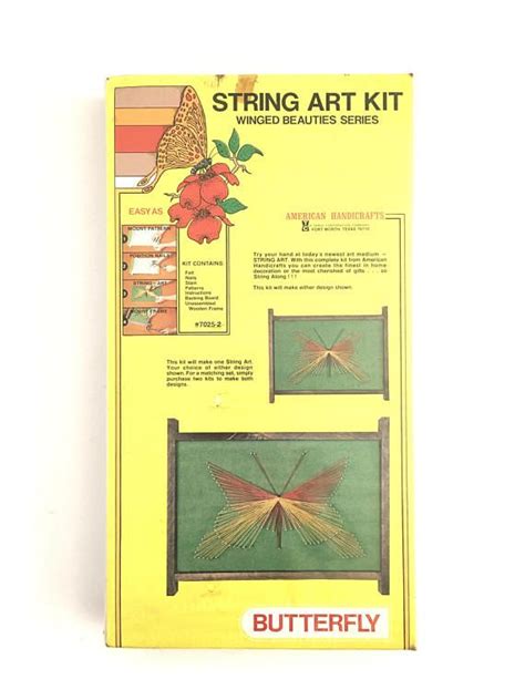 Vintage String Art Kit Groovy Butterfly Craft 1970s Orange Etsy Art Kit String Art