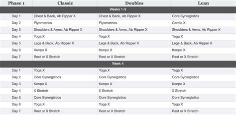 P90x Schedule Artofit