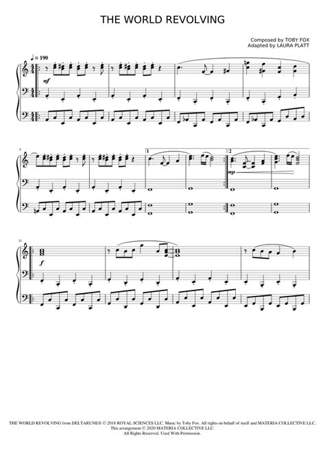 The World Revolving Deltarune Chapter 1 Piano Score Toby Fox Sheet Music For Piano Solo