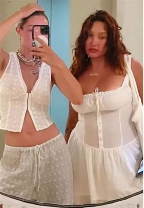 Frankies Bikinis Tea Eyelet Ruffle Tank Worn By Gigi Hadid Via Alana O