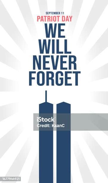 9월 11일 애국자의 날 벡터 일러스트레이션 911 메모리얼 트윈 타워 9 11에 대한 경의 미국 국기 우리는 결코 잊지 않을