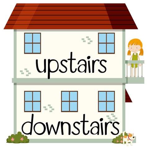 Opposite wordcard for upstairs and downstairs 455143 Vector Art at Vecteezy