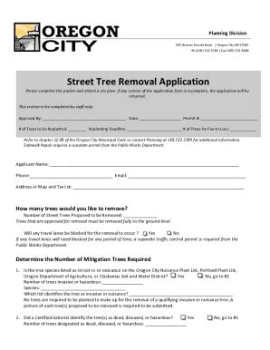 Fillable Online Street Tree Removal Application Fax Email Print Pdffiller