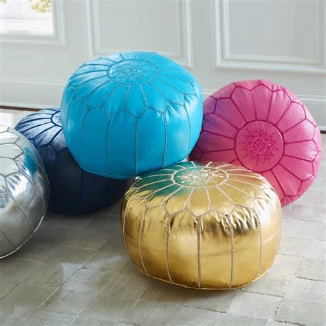 colorful small leather ottoman collection by Jonathan Adler authentic ...