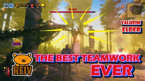 The Elder Boss Fight Best Teamwork Of All Time Valheim Gameplay Aa