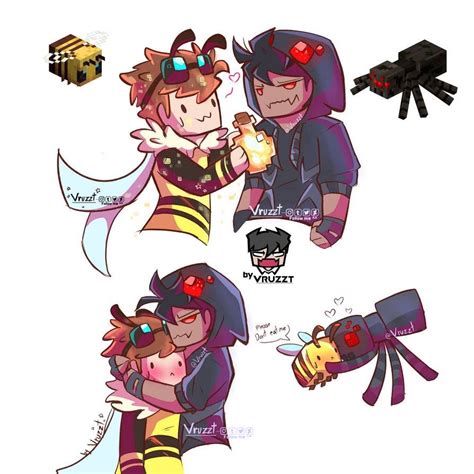 Spider X Bee By Vruzzt On Deviantart Minecraft Comics Minecraft Anime Minecraft Drawings