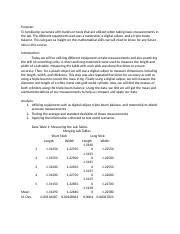 Lab Measurements Docx Purpose To Familiarize Ourselves With Hands