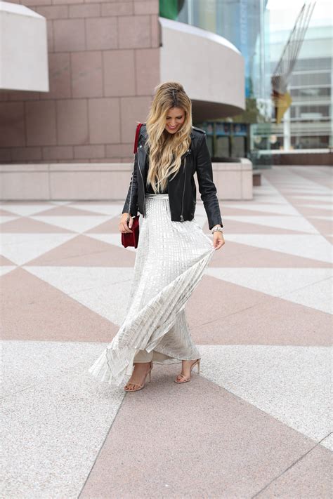 Silver Pleated Maxi Skirt | Sapphire Diaries