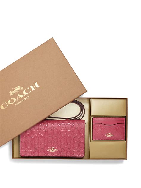 Coach Boxed Anna Foldover Clutch Crossbody And Card Case Set Signature