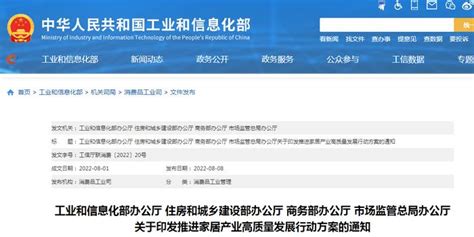 工业和信息化部办公厅 住房和城乡建设部办公厅 商务部办公厅 市场监管总局办公厅关于印发推进家居产业高质量发展行动方案的通知手机新浪网