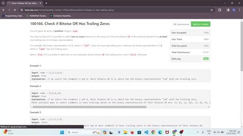 100166 Check If Bitwise Or Hastrailing Zeros Leetcode Contest378 Weekly Solution