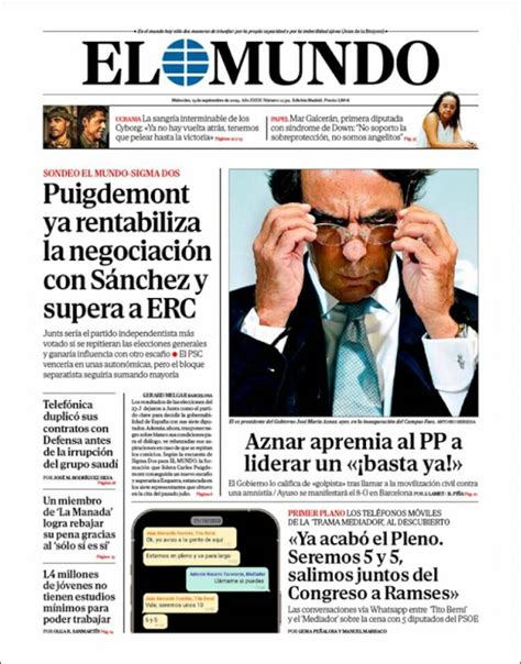 Portada Del Diario El Mundo Del Día 13092023 News Europa