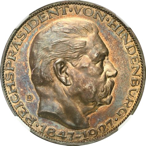 Niemcy Medal W Rozmiarze Marek Urodziny Hindenburga Ngc