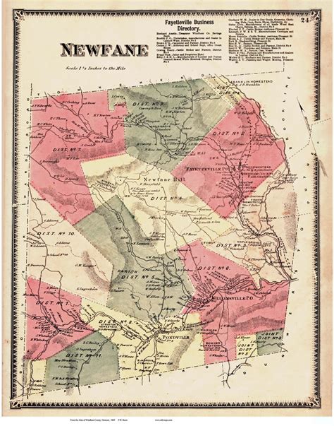 Newfane Vermont 1869 Old Town Map Reprint Windham Co Old Maps