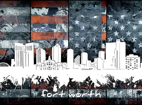 Fort Worth Skyline Usa Flag 2 Digital Art by Bekim M - Pixels