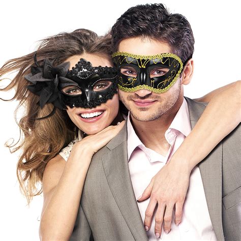 2pcs Couple Masquerade Mask Set Venetian Halloween Costume Mardi Gras