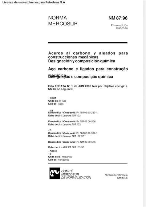 PDF ABNT NBR 00087 1996 Aço carbono e ligados para construção