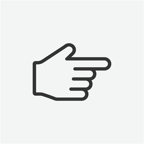 Right arrow finger icon, hand pointer vector. Click, select, press icon