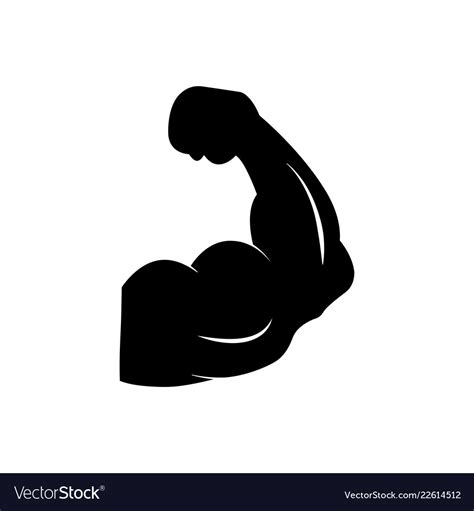 Black Muscle Icon Strong Power Icon Biceps Icon Vector Image