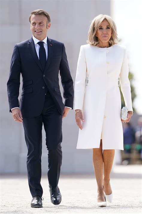 Queen Camilla Brigitte Macron Match In White For D Day Ceremony