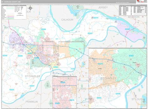 St. Charles County, MO Wall Map Premium Style by MarketMAPS - MapSales