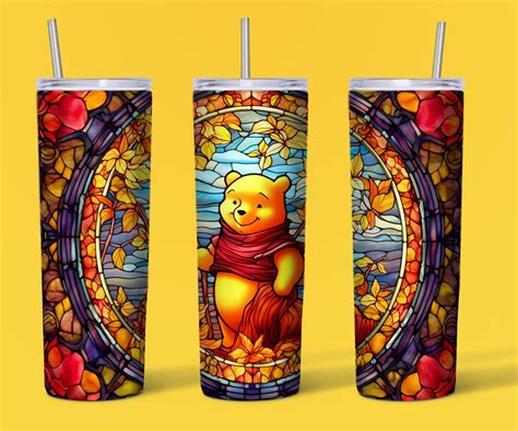 Stained Glass Winnie The Pooh 20 Oz Skinny Tumbler Etsy