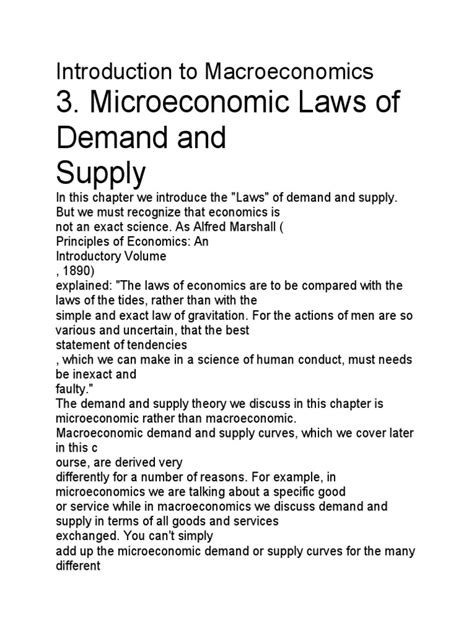 Microeconomic Laws Of Demand And Supply Introduction To Macroeconomics Pdf Demand