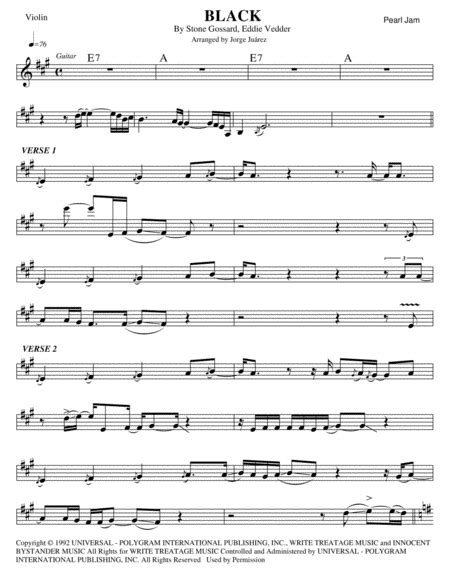 Black Arr Jorge Juárez By Pearl Jam Sheet Music For Violin Solo At