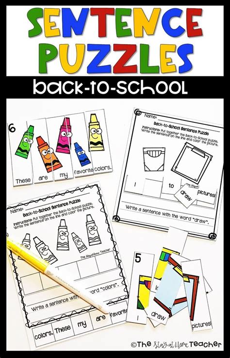 Sentence Building Puzzles And Worksheets For Back To School