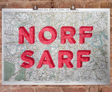 Frames For Norf Sarf Printed Map By Dave Buonaguidi Nelly Duff