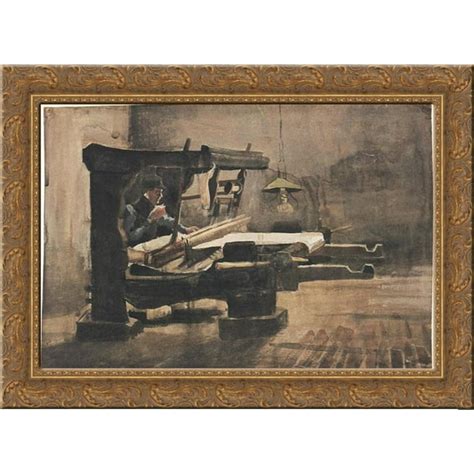 Weaver Facing Right 24x18 Gold Ornate Wood Framed Canvas Art By Vincent