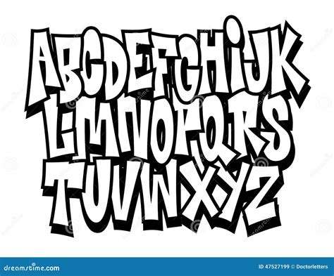 Graffiti Cartoon Comic Doodle Font Alphabet Vector Stock Vector