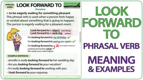 Look Forward To Phrasal Verb Meaning And Examples In English Youtube