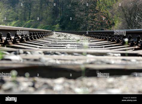 Railway Tracks Close Up Detail Still Life Stock Photo Alamy