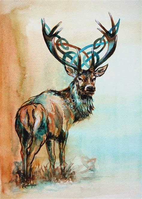 Celtic Art Stag Celtic Art, Celtic Knotwork, Stag, Scottish Stag, Scottish Artist - Etsy