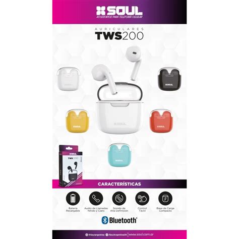 Auricular Bluetooth Soul Tws Colores Varios