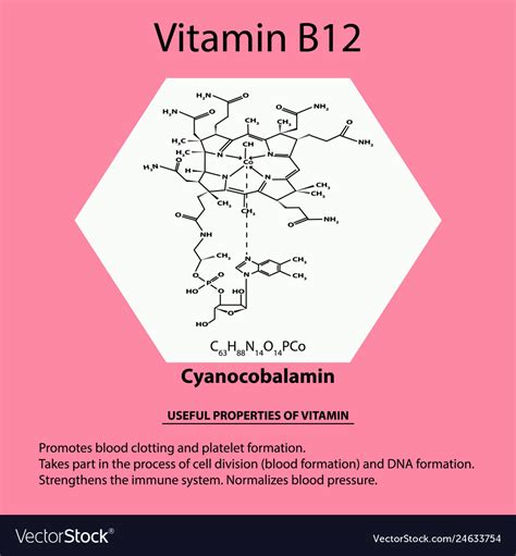 Vitamin B Cyanocobalamin Molecular Chemical Vector Image