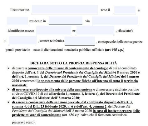 Nuova Autocertificazione Per Circolazione