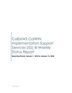 calsaws calwin imp bi weekly status report    home