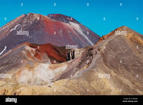 Red Crater and Mt. Ngāuruhoe (behind), an active volcano on the ...