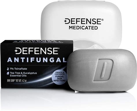 Defense Soap Antifungal Medicated Body Bar 4 Oz With Soap Dish For