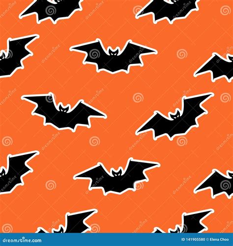 Vector Bat Seamless Pattern Halloween Design Black Stock Vector