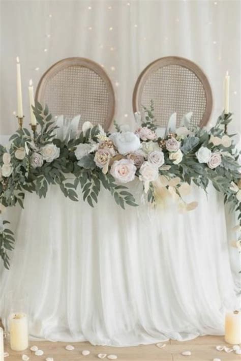 Ft Head Table Flower Garland In White Sage Artofit