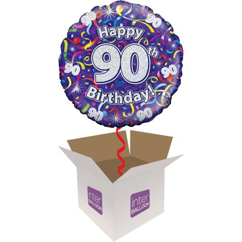 90th Birthday Inflated Helium Balloons Delivered in a Box by a Real ...