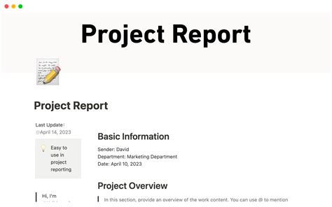 Project Report Notion Template