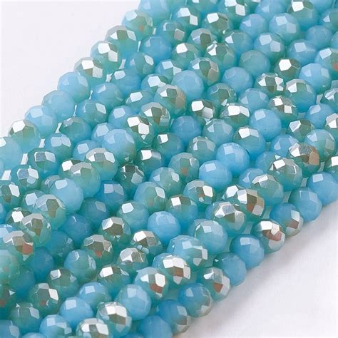 NBEADS 10 Strands Half Plated Turquoise Imitation Jade Electroplate