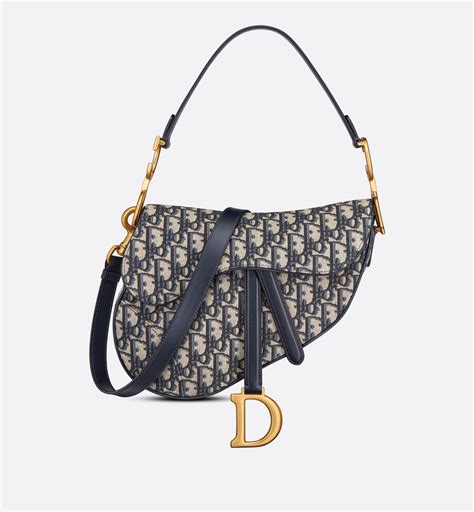 Borsa Saddle Con Tracolla Jacquard Dior Oblique Blu DIOR