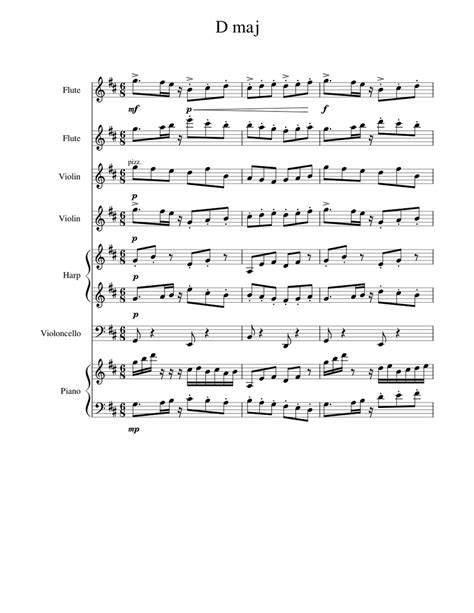 D Maj Sheet Music For Piano Flute Violin Cello And More Instruments Mixed Ensemble