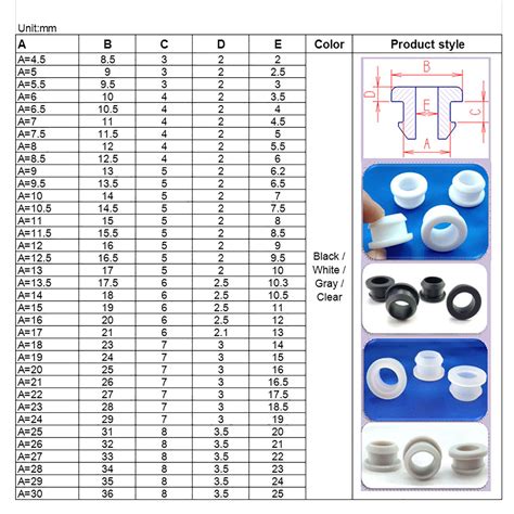 Silicone Rubber Grommet Plug Bung Cable Wiring Protect 4 5mm 30mm