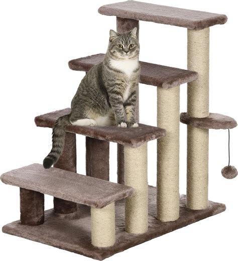 GREOKL 4 Levels Cat Steps, Pet Stairs Carpeted Ladder, Kitten Tree